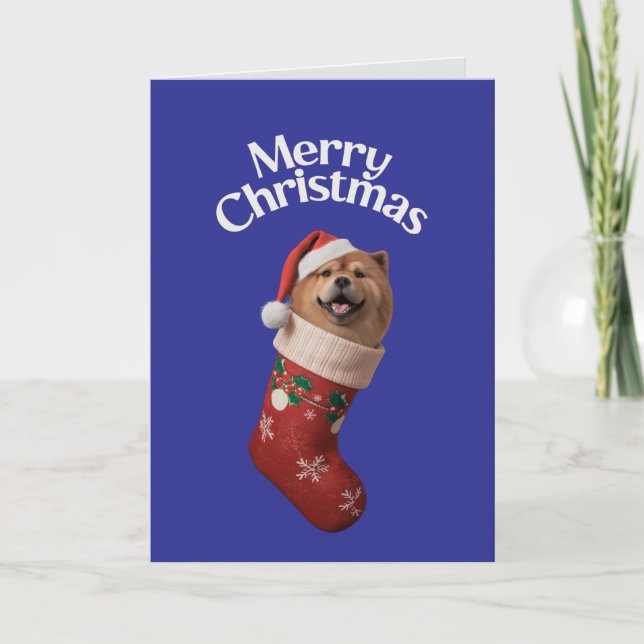 Carte Joli chien Chow Chow Noël  (Devant)