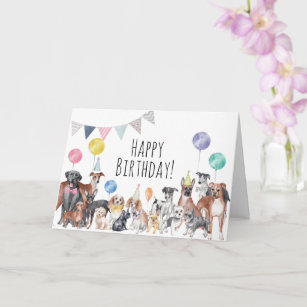 Carte Joli chien coloré joyeux anniversaire