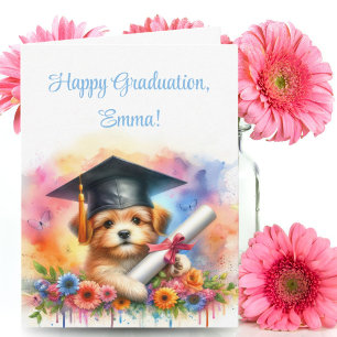 Carte Joli chien terrier heureux de la remise des diplôm