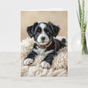 Carte Joli chiot d'anniversaire sur un Coussin de fourru