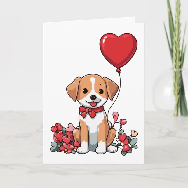 Carte Joli chiot pour la Saint-Valentin (Devant)