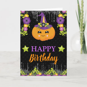 Carte Joli Citrouille Floral Floral Anniversaire Hallowe