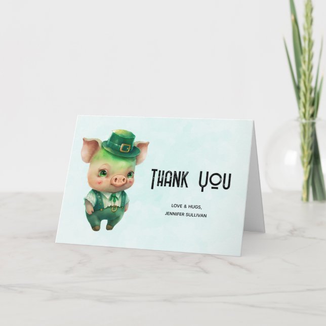 Carte Joli Cochon de Conte de Fées Vert en Tenue Chic Me (Devant)