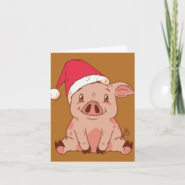 Carte Joli Cochon de Noël (Devant)
