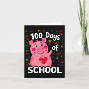 Carte Joli Cochon Rose Avec Coeur 100 Jours De L'École 1