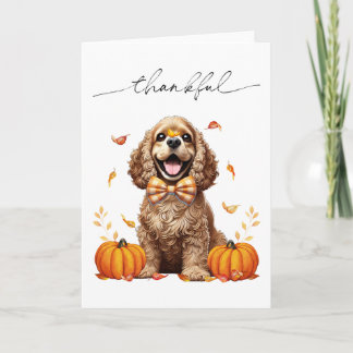 Carte Joli Cocker Spaniel Feuilles de l'automne Citrouil