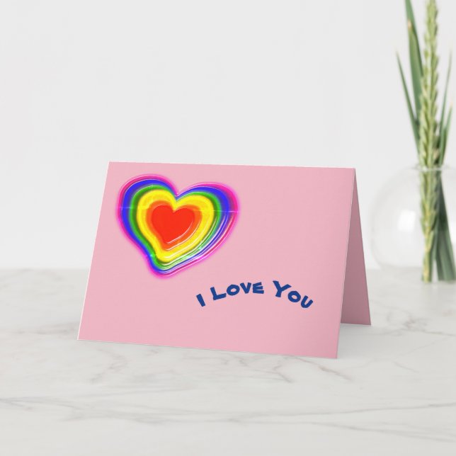 Carte joli cœur arc-en-ciel (Devant)