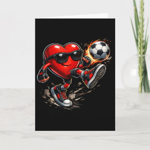 Carte Joli cœur jouant au football pour la Saint-Valenti