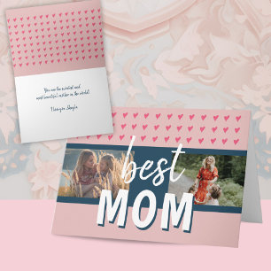 Carte Joli cœur rose Meilleure maman 2 Photos Fête des m