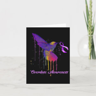 Carte Joli colibri tenant un ruban violet Overdose Aw