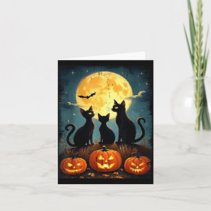 Carte Joli costume de chat noir citrouille Halloween aut