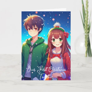 Carte Joli Couple d'Anime   Notre Premier Noël