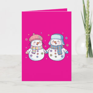 Carte Joli Couple de Bonhommes de Neige de l'Hiver se Te