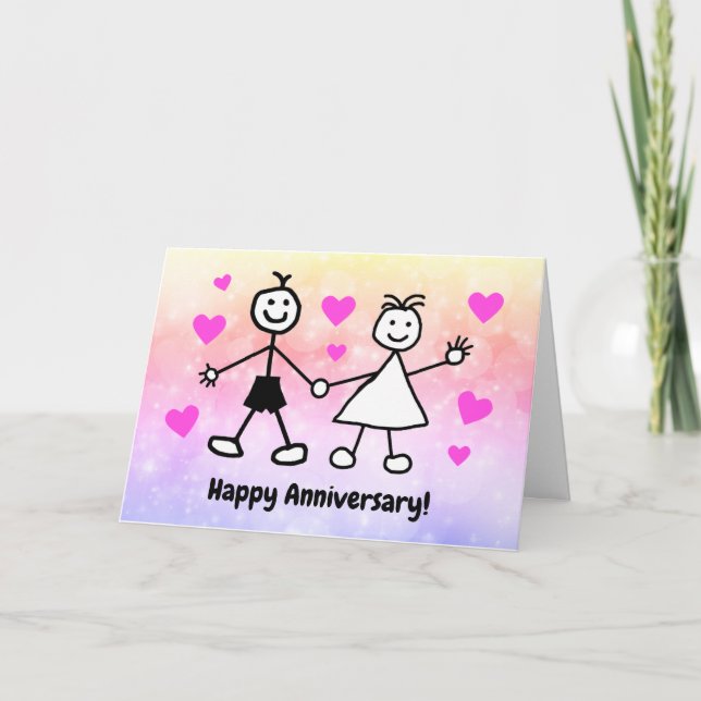 Carte Joli Couple De Dessin Animé Joyeux Anniversaire De (Devant)