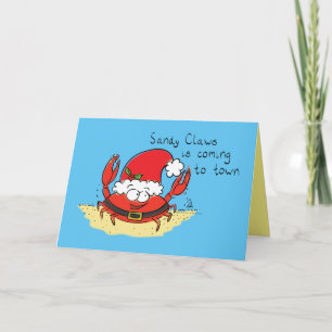 Carte Joli crabe de Noël drôle de vacances Santa dessin
