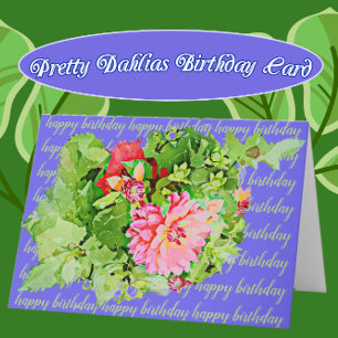 Carte Joli Dahlia Bouquet Joyeux Anniversaire