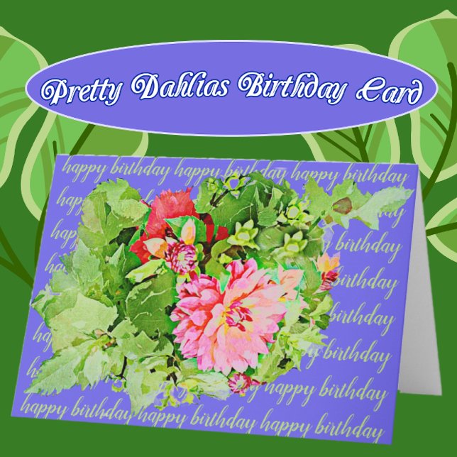 Carte Joli Dahlia Bouquet Joyeux Anniversaire (Créateur téléchargé)