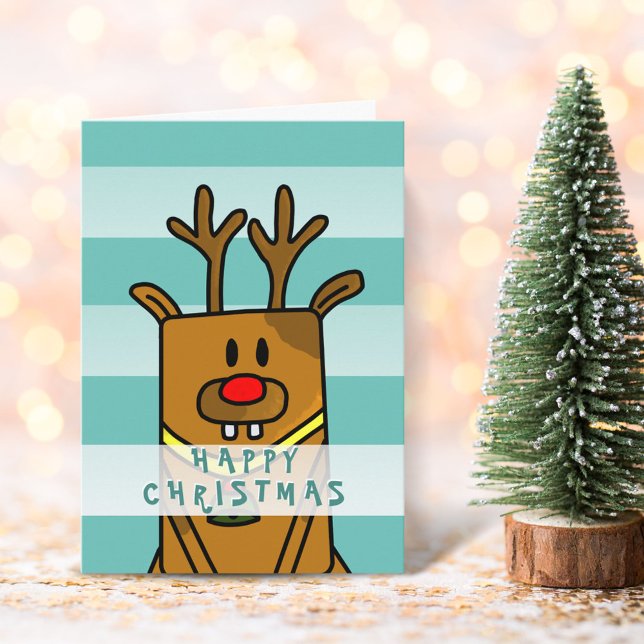 Carte Joli dessin de cerf rigolo Joyeux Noël (Créateur téléchargé)
