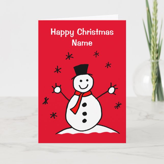 Carte Joli dessin Snowman Red Christmas (Devant)