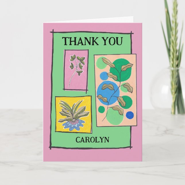 Carte Joli doodart 3 plantes, vos mots, merci (Devant)