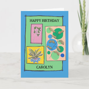 Carte Joli doodé art 3 plantes, anniversaire, personnali