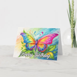 Carte Joli Doodle de papillon Abstrait coloré