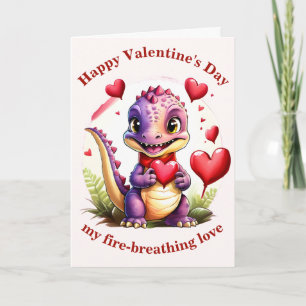 Carte Joli dragon de la Saint-Valentin Adorable dragon a