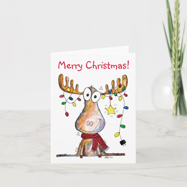 Carte Joli élan de Noël fantaisiste (Devant)