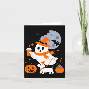 Carte Joli fantôme avec chien citrouille pour le plaisir