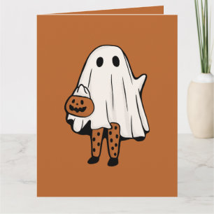 Carte Joli fantôme d'Halloween avec des chaussettes Hall