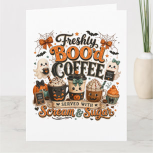 Carte Joli Fantôme Effrayant Amateur de Café Halloween