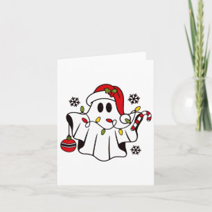 Carte Joli Fantôme Éffrayant Noël Santa Hat Funny Famill