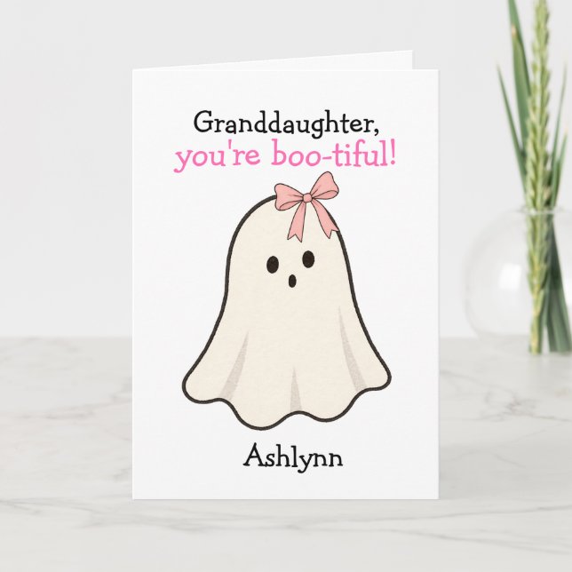 Carte Joli Fantôme Halloween pour petite-fille (Devant)