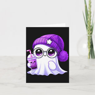 Carte Joli fantôme rose violet café Halloween fantôme ho