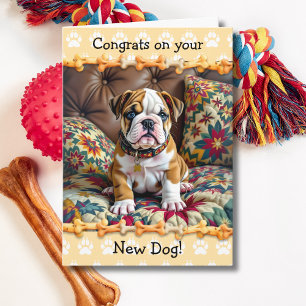 Carte Joli Félicitations pour votre nouveau chiot Bull D