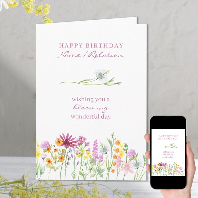 Carte Joli Fleur sauvage Blooming Merveilleux anniversai (Créateur téléchargé)