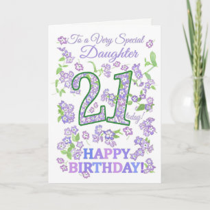 Carte Joli Floral 21ème Anniversaire Très Spécial Fille