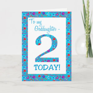 Carte Joli Floral 2e anniversaire Godgirl Blue