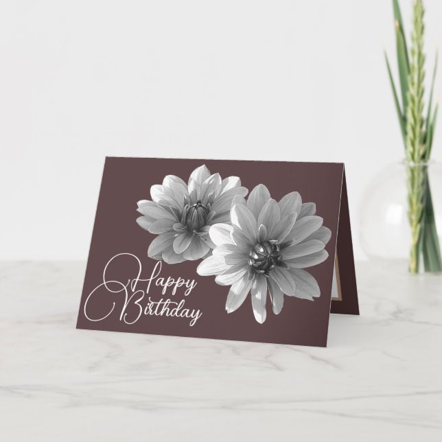 Carte Joli Floral Elegant Dahlia Fleur Brown Anniversair (Devant)