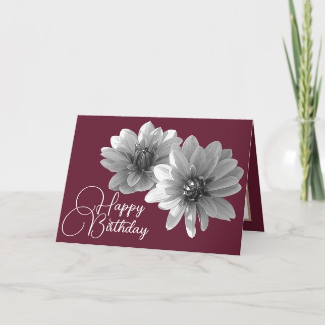 Carte Joli Floral Elegant Dahlia Fleur Rouge Anniversair (Devant)