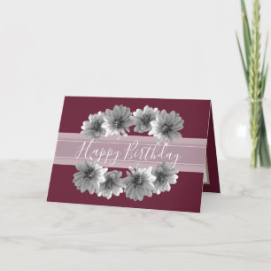 Carte Joli Floral Elegant Dahlia Fleur Rouge Anniversair
