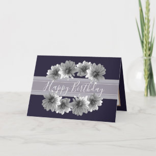 Carte Joli Floral Elegant Dahlia Flower Navy Anniversair