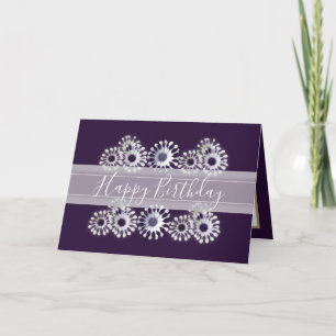 Carte Joli Floral Élégant Fleur marguerite violet Annive