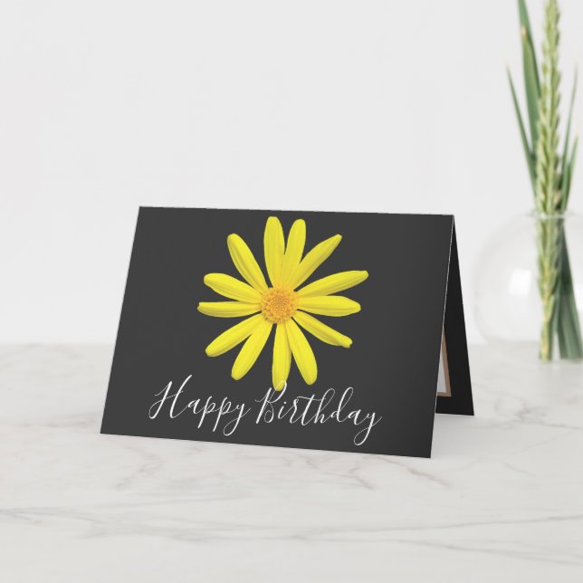 Carte Joli Floral Moderne Fleur gris Fleur Anniversaire (Devant)