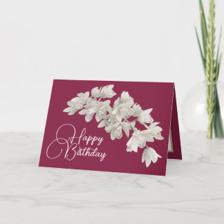 Carte Joli Floral Moderne Orchidée Fleur rose Anniversai