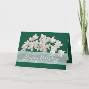Carte Joli Floral Moderne Orchidée Fleur verte Anniversa
