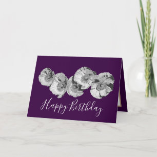 Carte Joli Floral Moderne Pavot Fleur Violet Anniversair