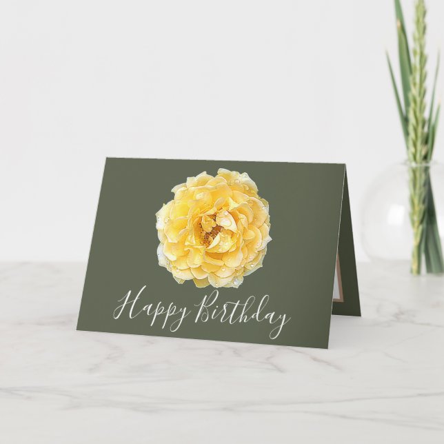 Carte Joli Floral Moderne Rose Fleur Vert Anniversaire (Devant)