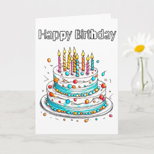 Carte Joli gâteau d'anniversaire de fête