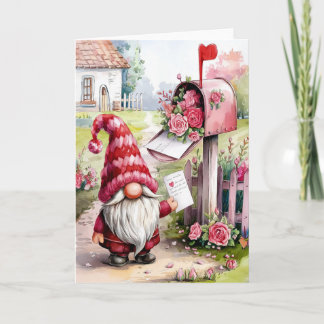Carte Joli gnome de la Saint-Valentin au facteur corresp